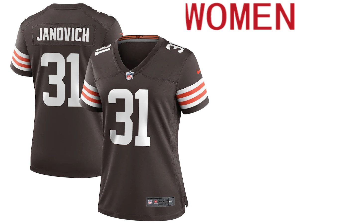 Women Cleveland Browns 31 Andy Janovich Nike Brown Player Game NFL Jersey